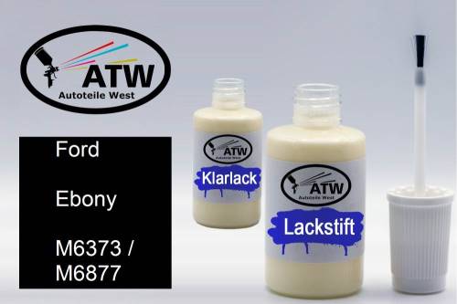 Ford, Ebony, M6373 / M6877: 20ml Lackstift + 20ml Klarlack - Set, von ATW Autoteile West.